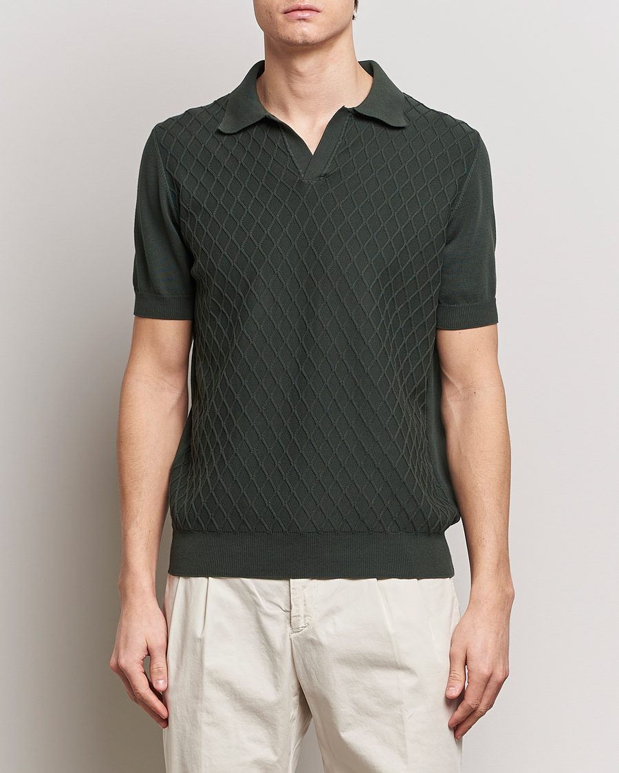 Herren | Poloshirts | Oscar Jacobson | Mirza Structured Cotton Polo Olive