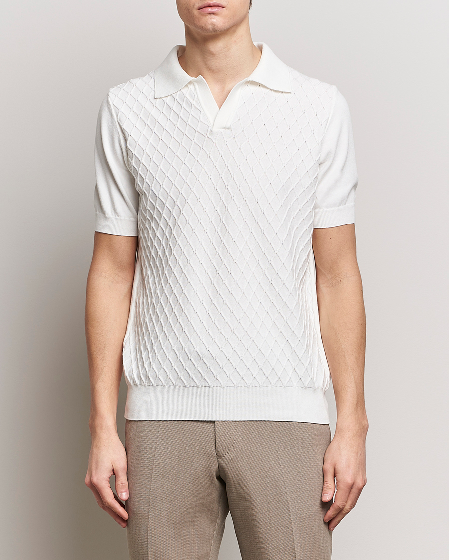 Herren | Kurzarm-Poloshirts | Oscar Jacobson | Mirza Structured Cotton Polo White