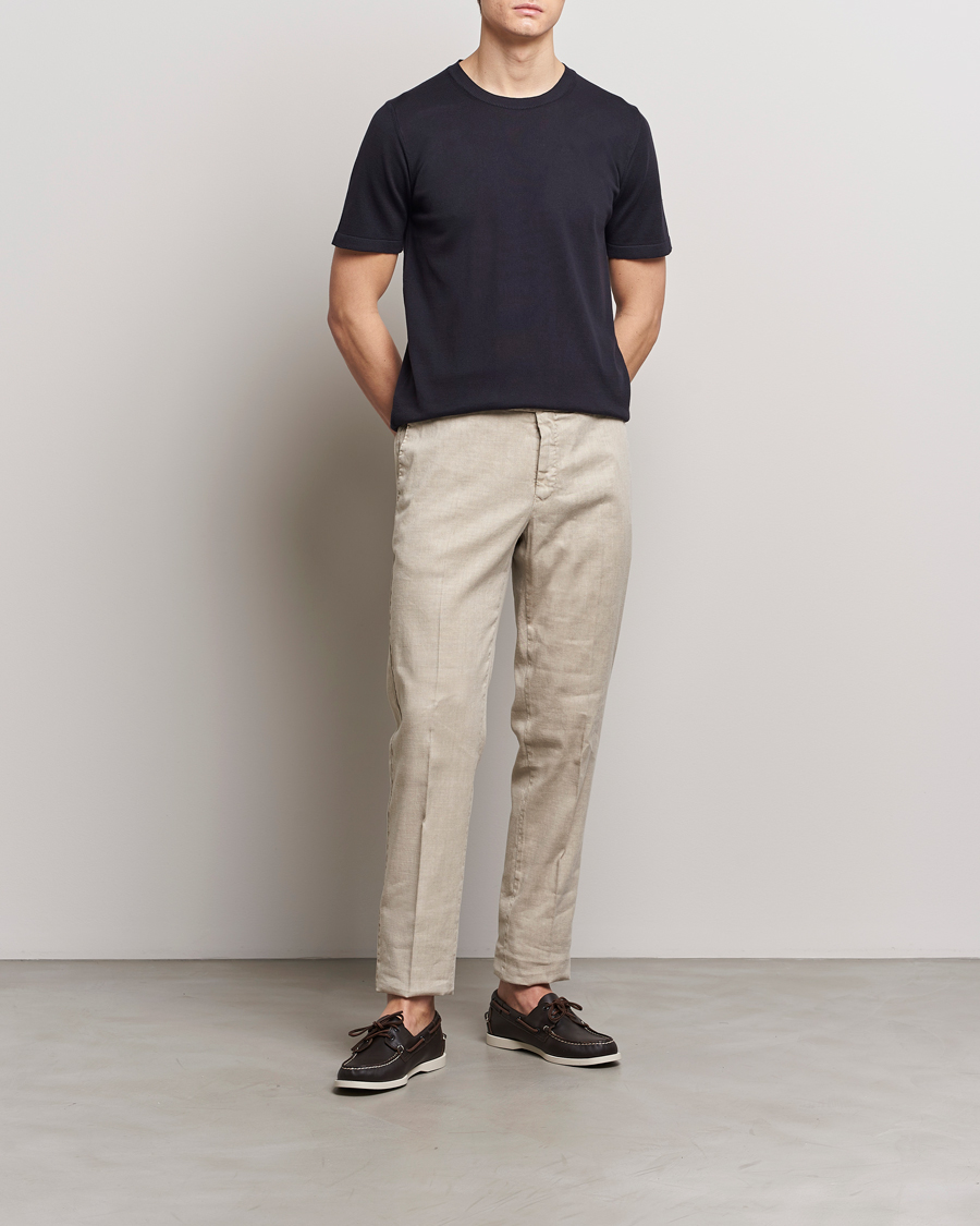 Herren | T-Shirts | Oscar Jacobson | Brian Knitted Cotton T-Shirt Navy