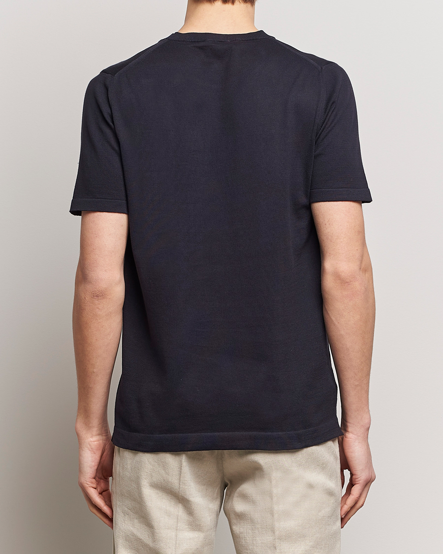 Herren | T-Shirts | Oscar Jacobson | Brian Knitted Cotton T-Shirt Navy