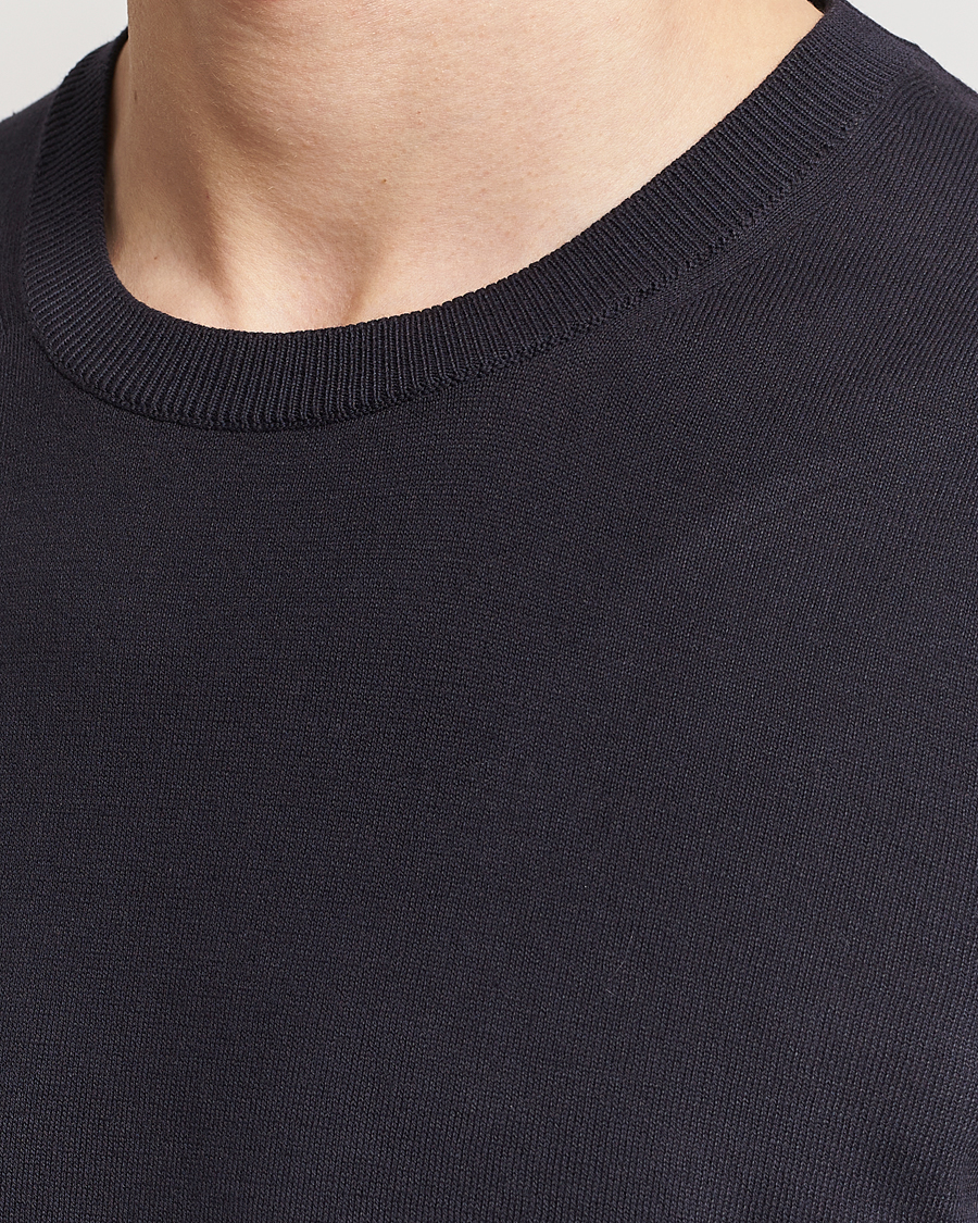 Herren | T-Shirts | Oscar Jacobson | Brian Knitted Cotton T-Shirt Navy