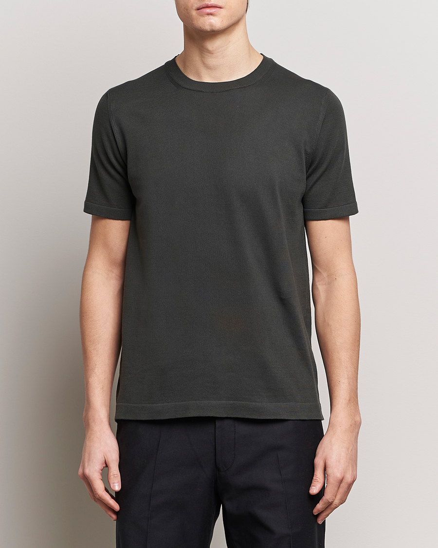 Herren | Kleidung | Oscar Jacobson | Brian Knitted Cotton T-Shirt Olive