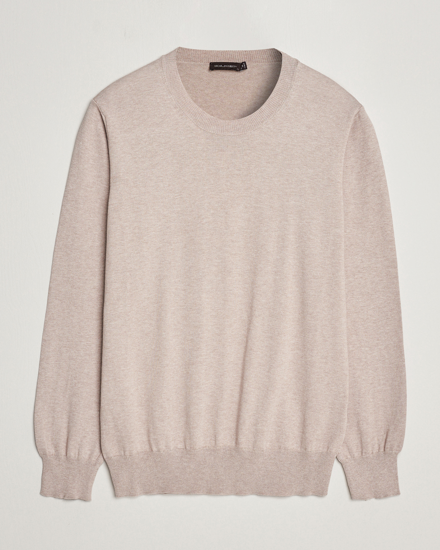 Herren | Pullover | Oscar Jacobson | Valdemar Cotton Crew Neck Beige