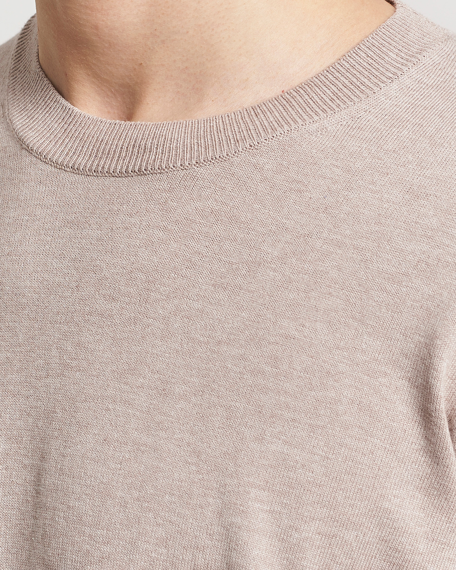 Herren | Pullover | Oscar Jacobson | Valdemar Cotton Crew Neck Beige