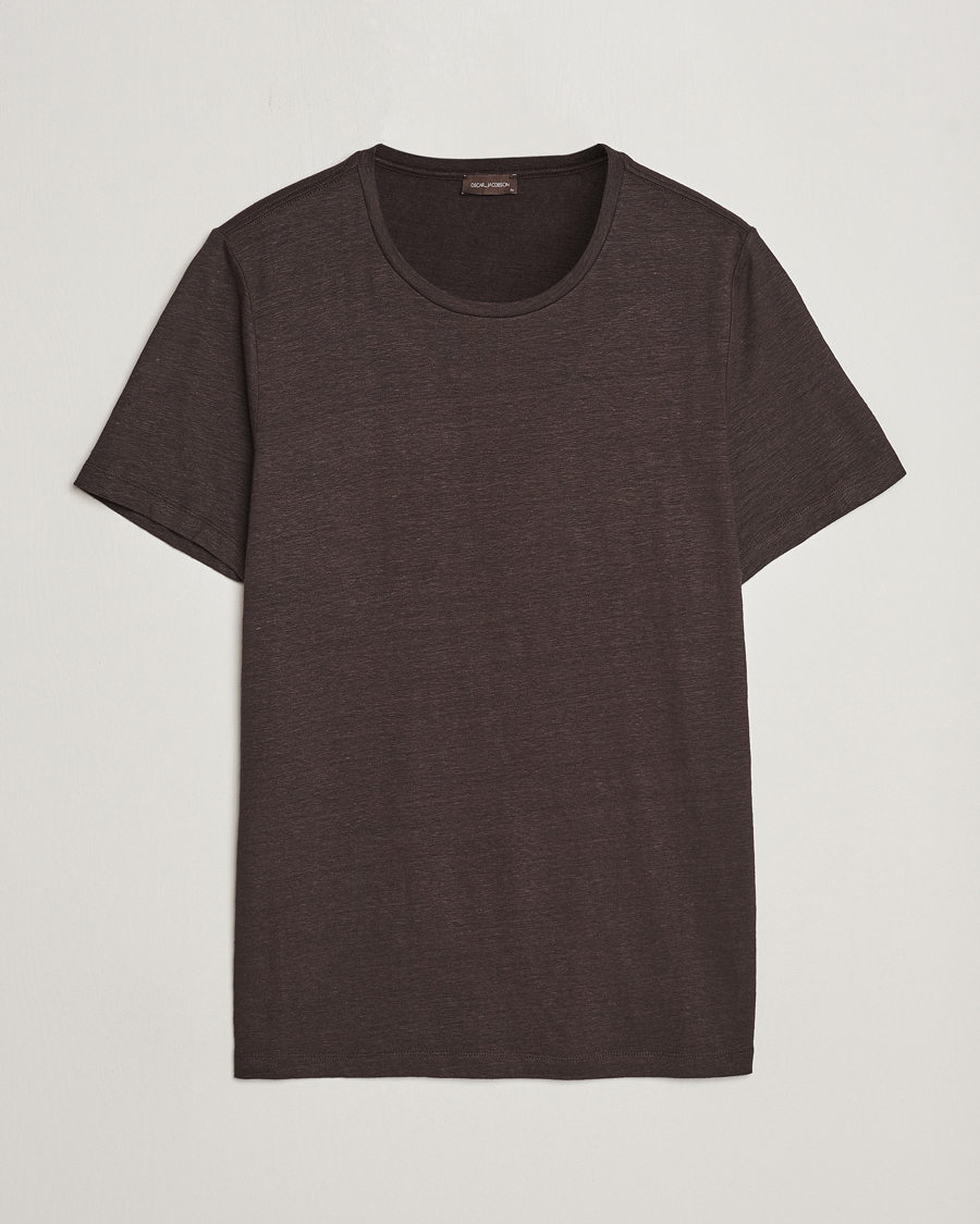 Herren | T-Shirts | Oscar Jacobson | Kyran Linen T-Shirt Brown