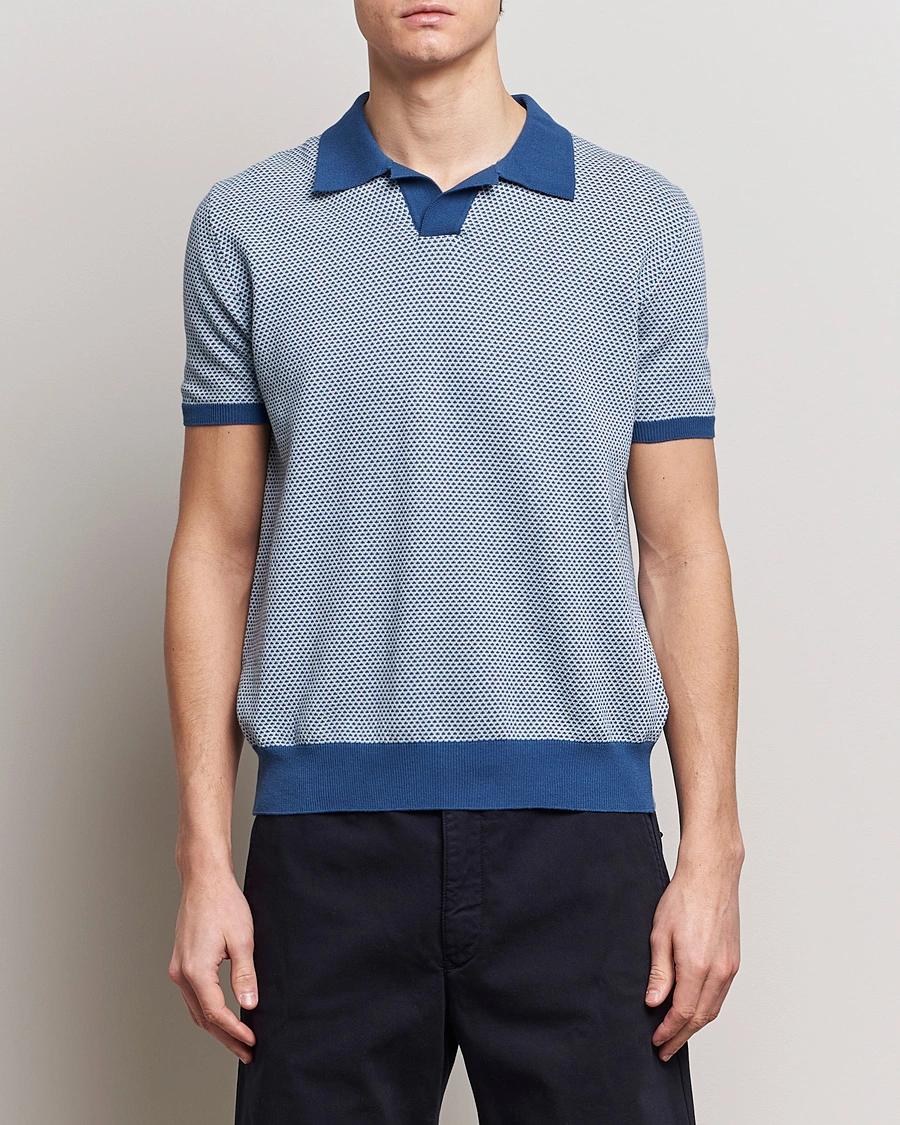 Herren | Poloshirt | Oscar Jacobson | Dalius Structured Cotton Polo Blue