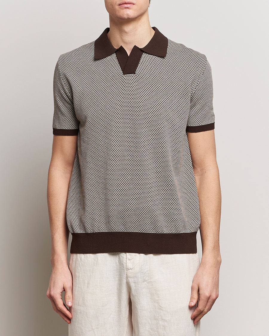Herren | Kurzarm-Poloshirts | Oscar Jacobson | Dalius Structured Cotton Polo Brown