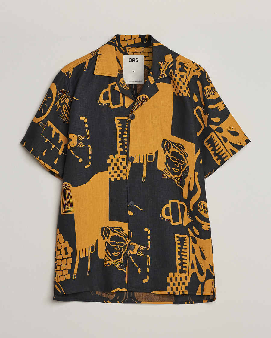 Herren | Hemden | OAS | Short Sleeve Cuba Linen Shirt Krispy Night