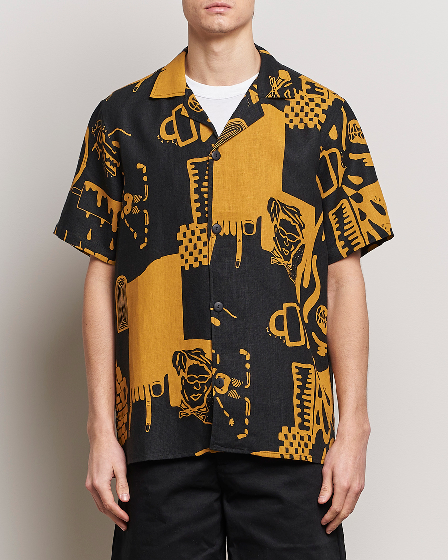 Herren | Hemden | OAS | Short Sleeve Cuba Linen Shirt Krispy Night