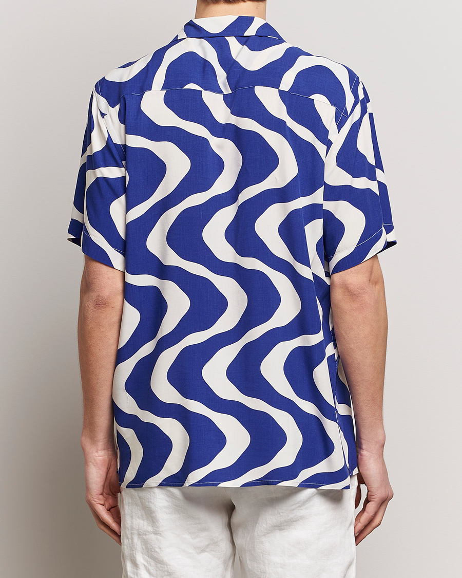 Herren | Hemden | OAS | Viscose Resort Short Sleeve Shirt Blue Rippling