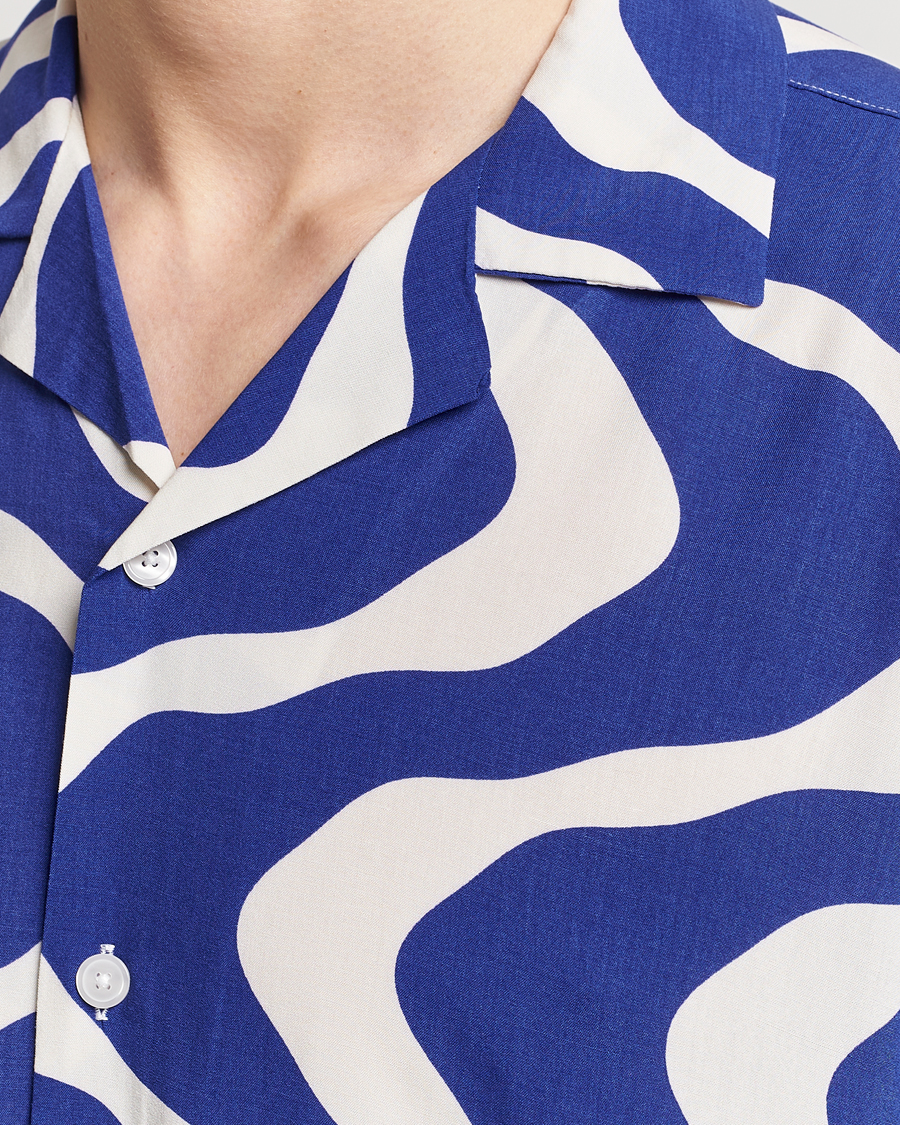 Herren | Hemden | OAS | Viscose Resort Short Sleeve Shirt Blue Rippling