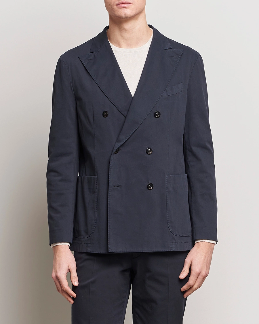 Herren | Smart Casual | Boglioli | K Jacket Double Breasted Cotton Blazer Navy
