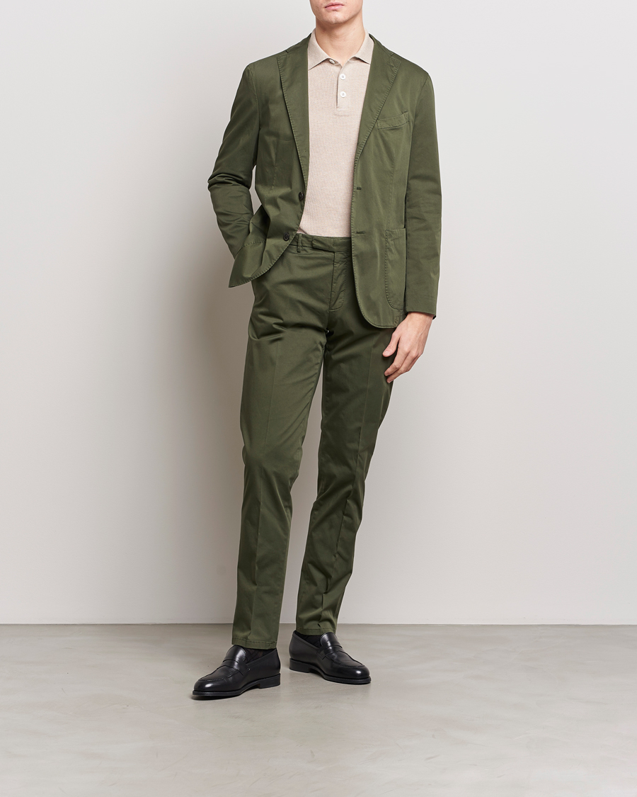 Herren | Zweiteilige Anzüge | Boglioli | K Jacket Cotton Satin Suit Forest Green