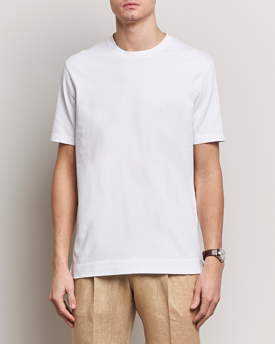 Herren | Kurzarm T-Shirt | Boglioli | Garment Dyed T-Shirt White