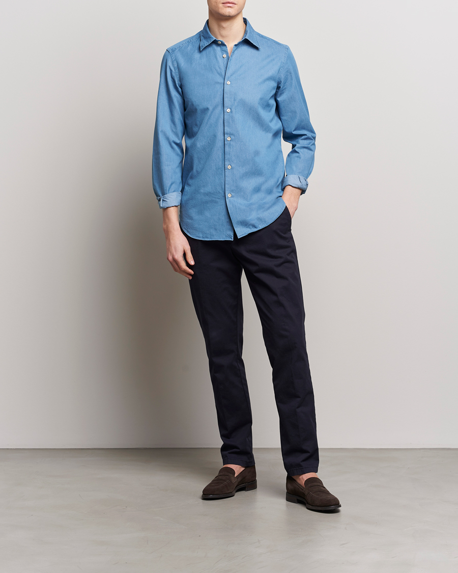 Herren | Hemden | Boglioli | Slim Fit Denim Shirt Light Indigo