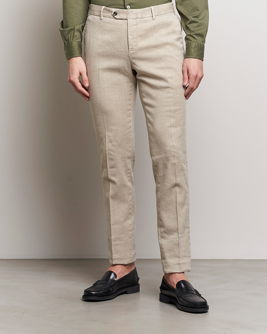 Herren | Kleidung | PT01 | Slim Fit Linen Drawstring Pants Light Beige