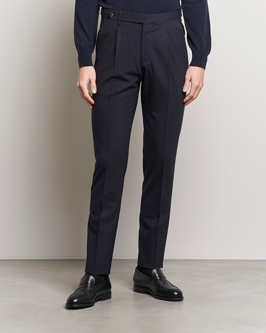 Herren | Italian Department | PT01 | Gentleman Fit Wool Stretch Trousers Navy