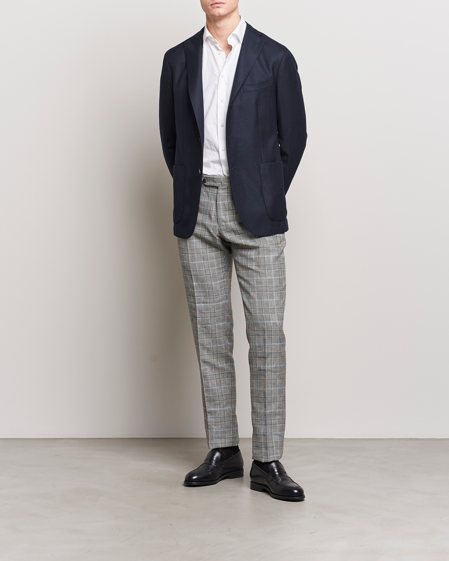 Herren | Hosen | PT01 | Slim Fit Glencheck Trousers Grey/Blue