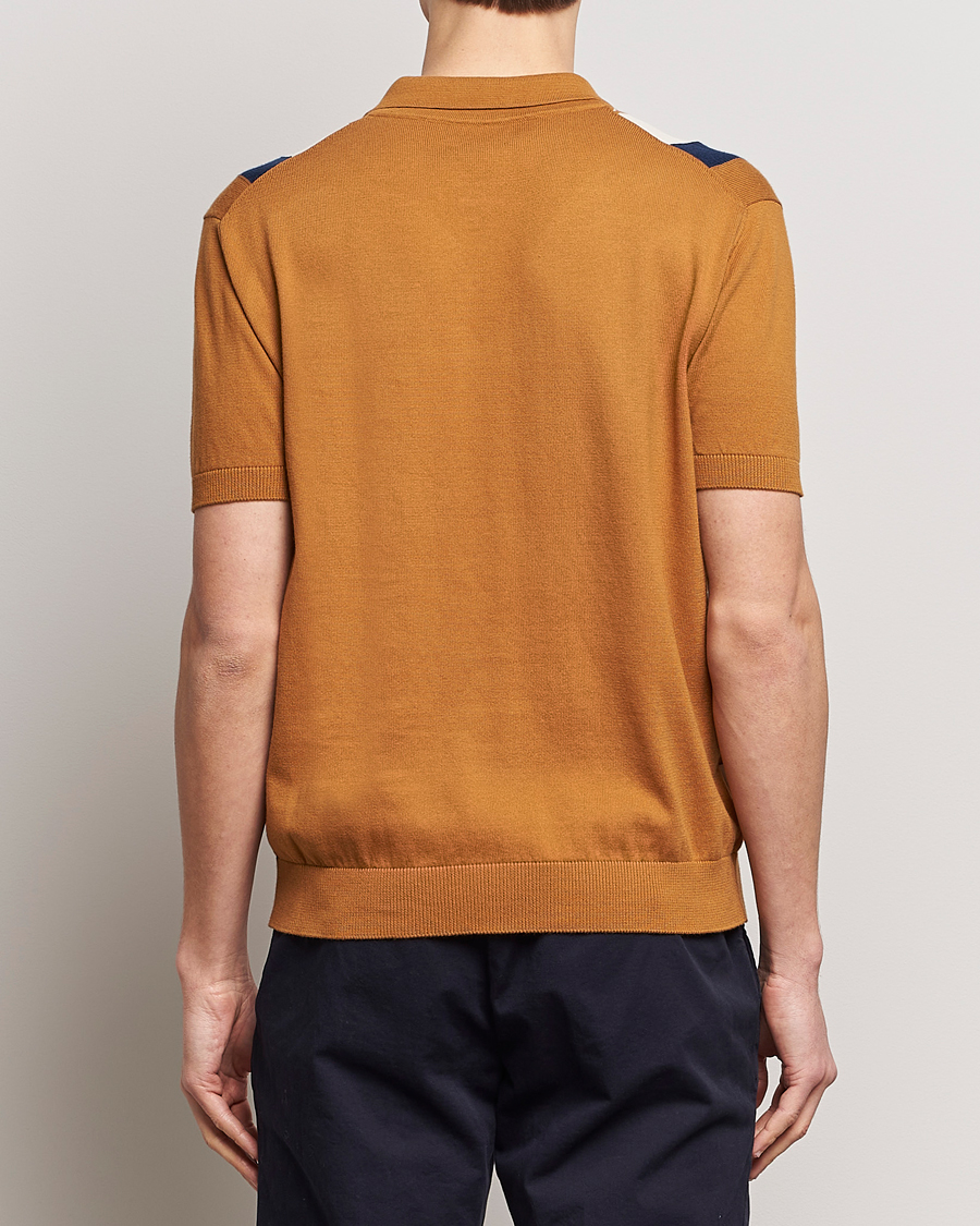 Herren | Poloshirts | Baracuta | Stripe Knitted Short Sleeve Polo Pumpkin Spice