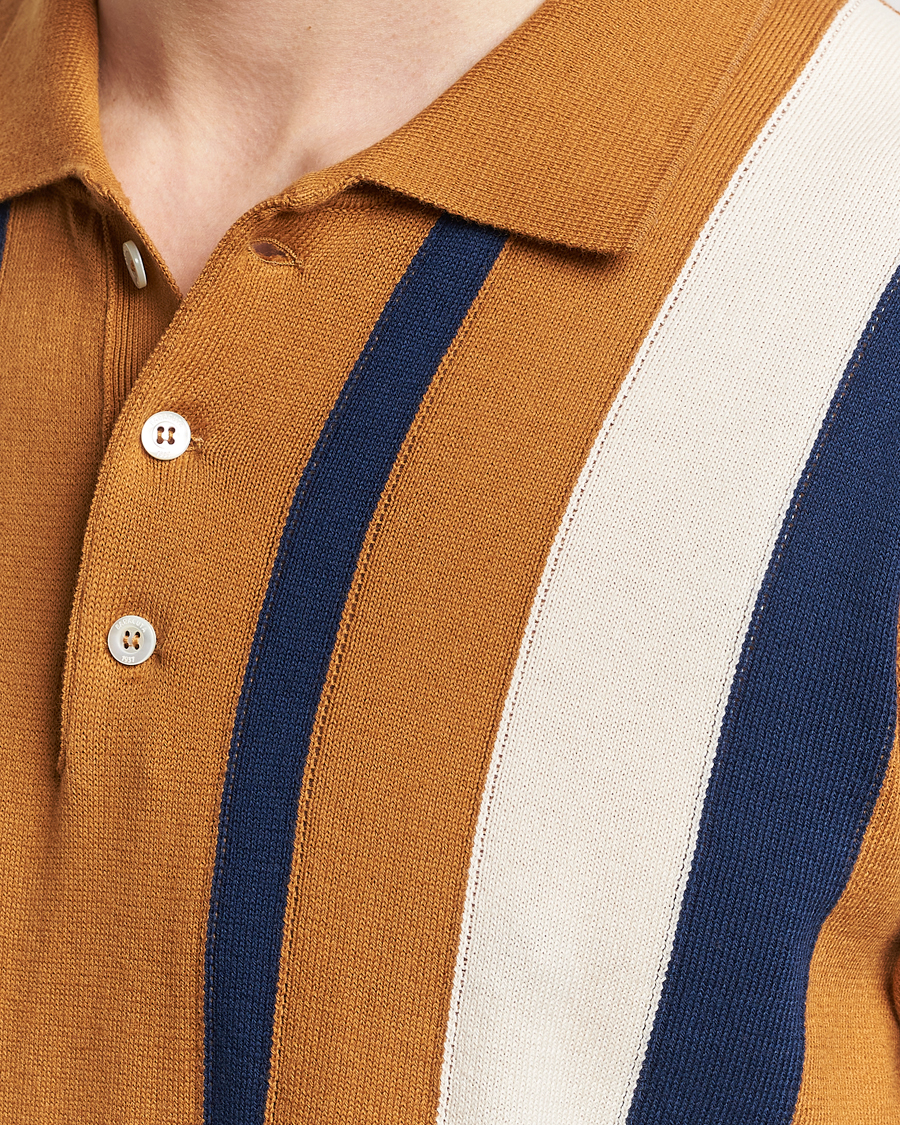 Herren | Poloshirts | Baracuta | Stripe Knitted Short Sleeve Polo Pumpkin Spice