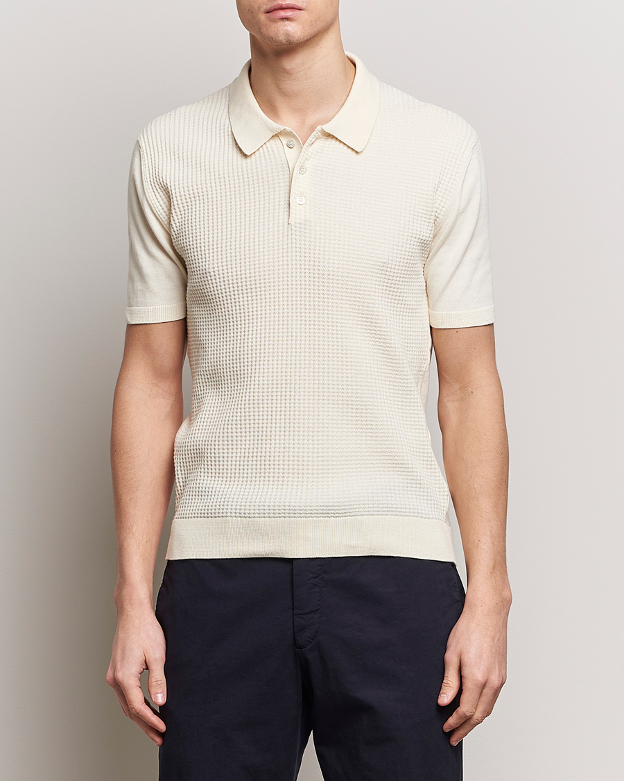 Herren | Preppy Authentic | Baracuta | Waffle Knitted Polo Ivory