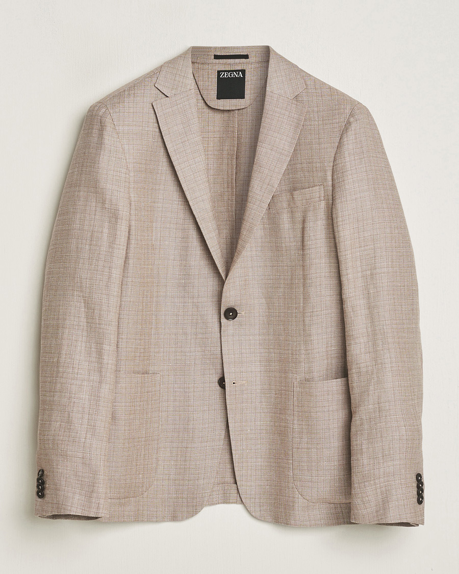 Herren | Sakkos | Zegna | Unconstructed Linen Blend Blazer Brown