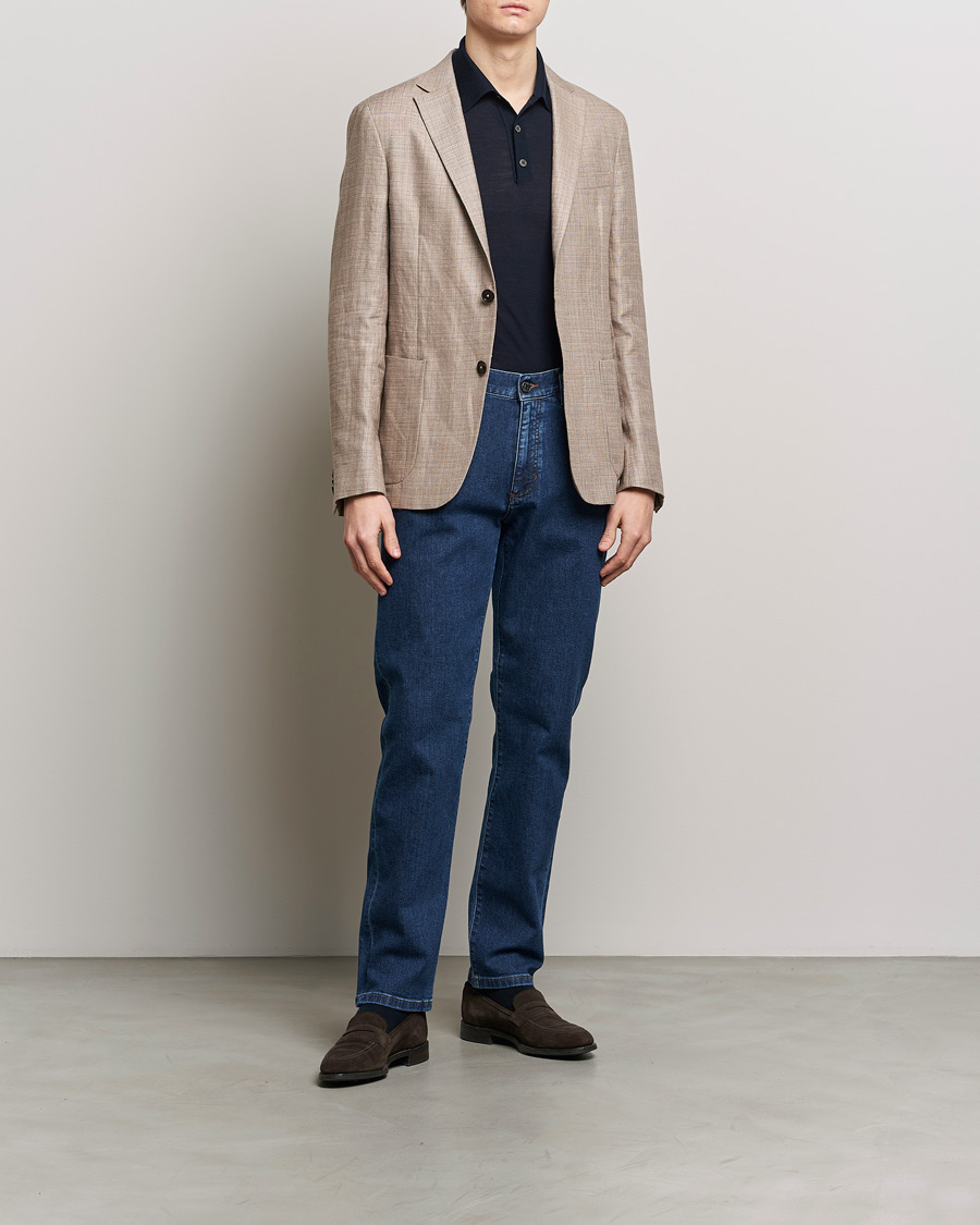 Herren | Sakkos | Zegna | Unconstructed Linen Blend Blazer Brown