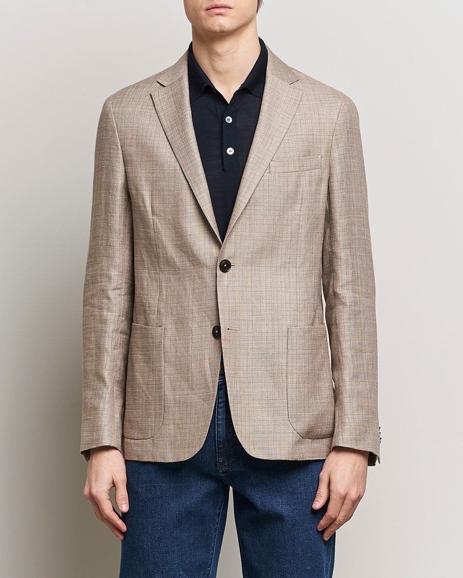 Herren | Sakkos | Zegna | Unconstructed Linen Blend Blazer Brown