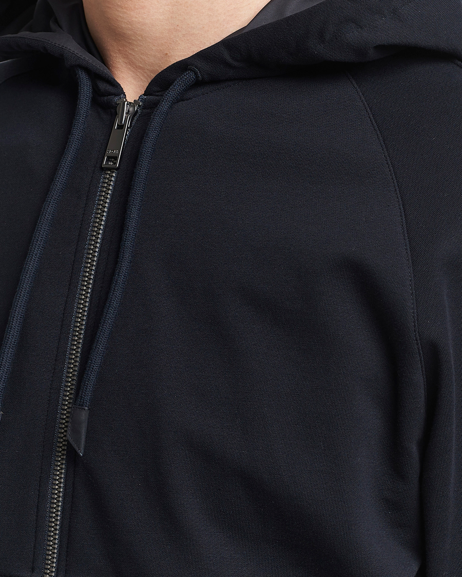 Herren | Pullover | Zegna | Cotton Stretch Zip Hoodie Navy