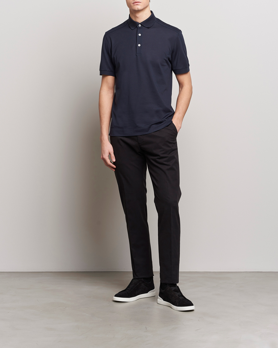 Herren | Poloshirts | Zegna | Cotton/Silk Polo Navy