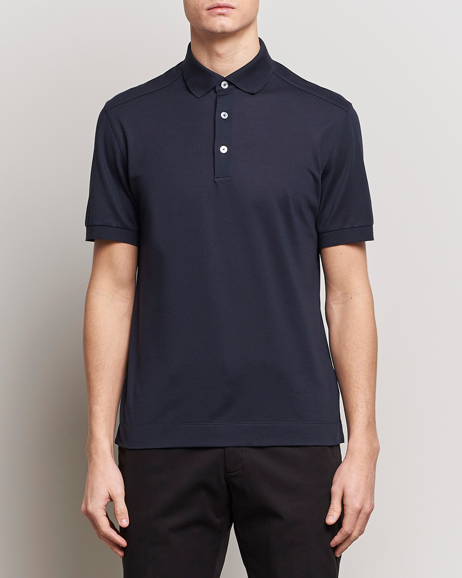 Herren | Poloshirt | Zegna | Cotton/Silk Polo Navy