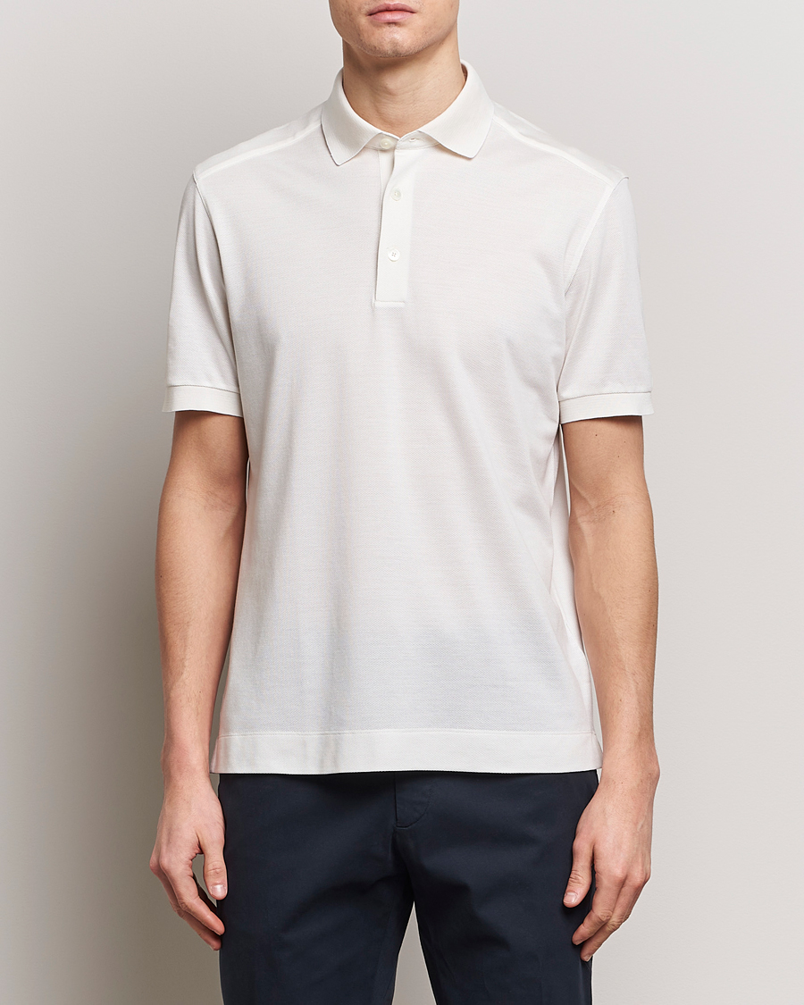 Herren | Kurzarm-Poloshirts | Zegna | Cotton/Silk Polo White