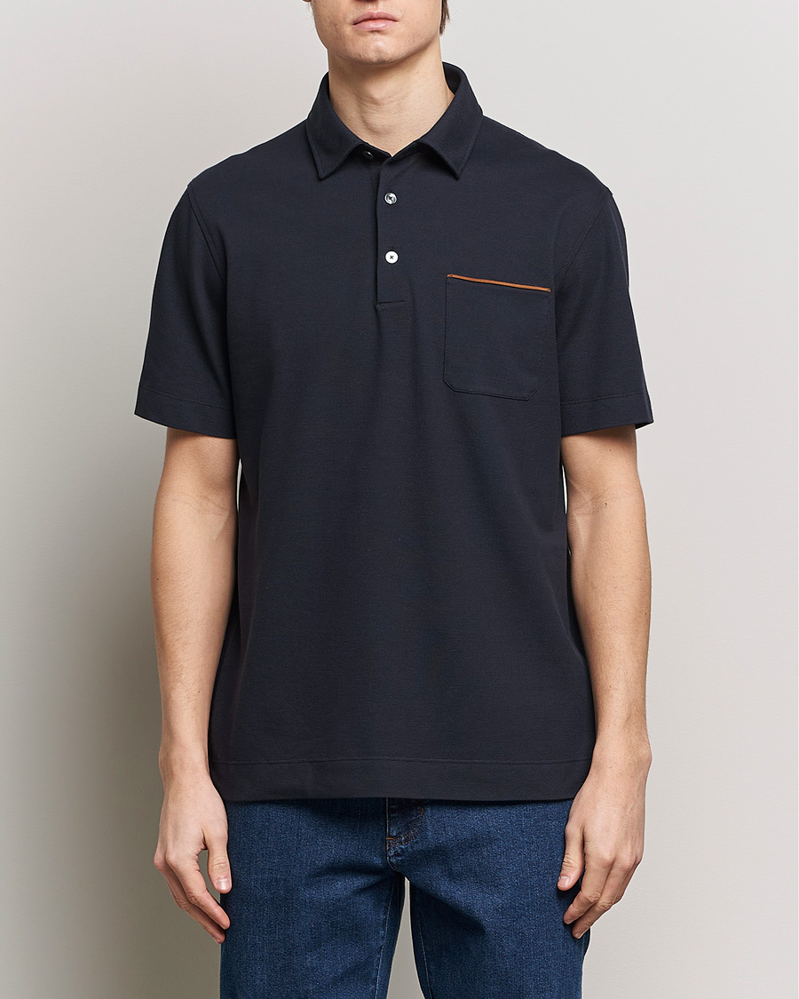 Herren | Kurzarm-Poloshirts | Zegna | Short Sleeve Pocket Polo Navy