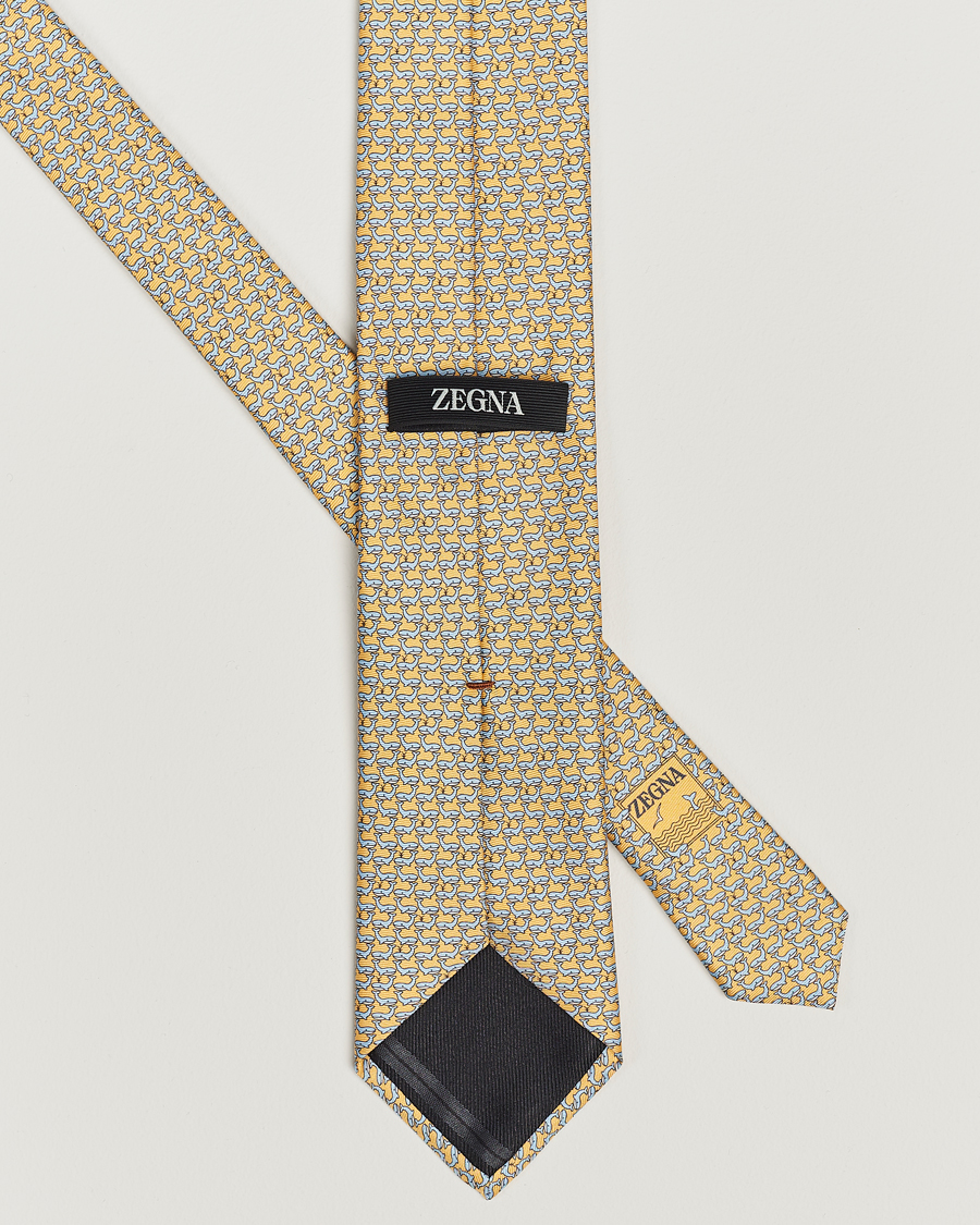 Herren | Zegna Animal Print Silk Tie Yellow | Zegna | Animal Print Silk Tie Yellow