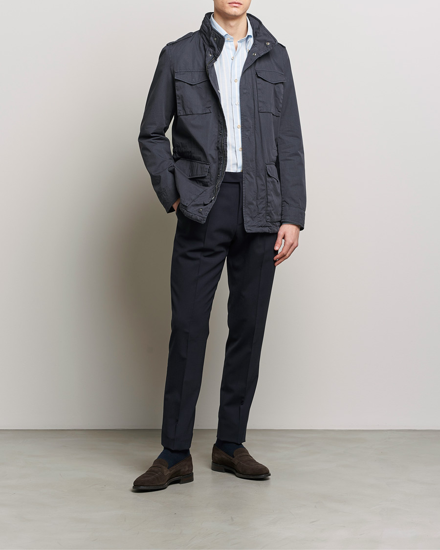 Herren | Jacken | Herno | Washed Cotton Field Jacket Navy