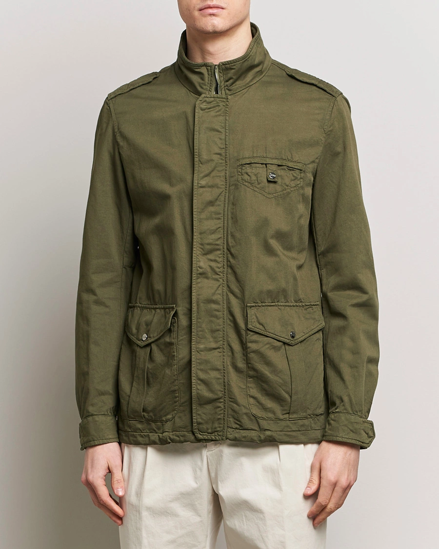 Herren | Übergangsjacken | Herno | Washed Cotton/Linen Field Jacket Military