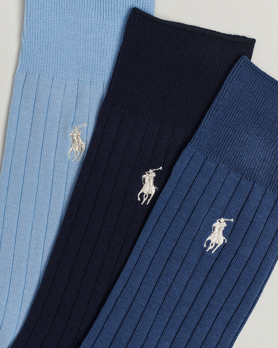 Herren | Kleidung | Polo Ralph Lauren | 3-Pack Egyptian Rib Crew Sock Blue Combo