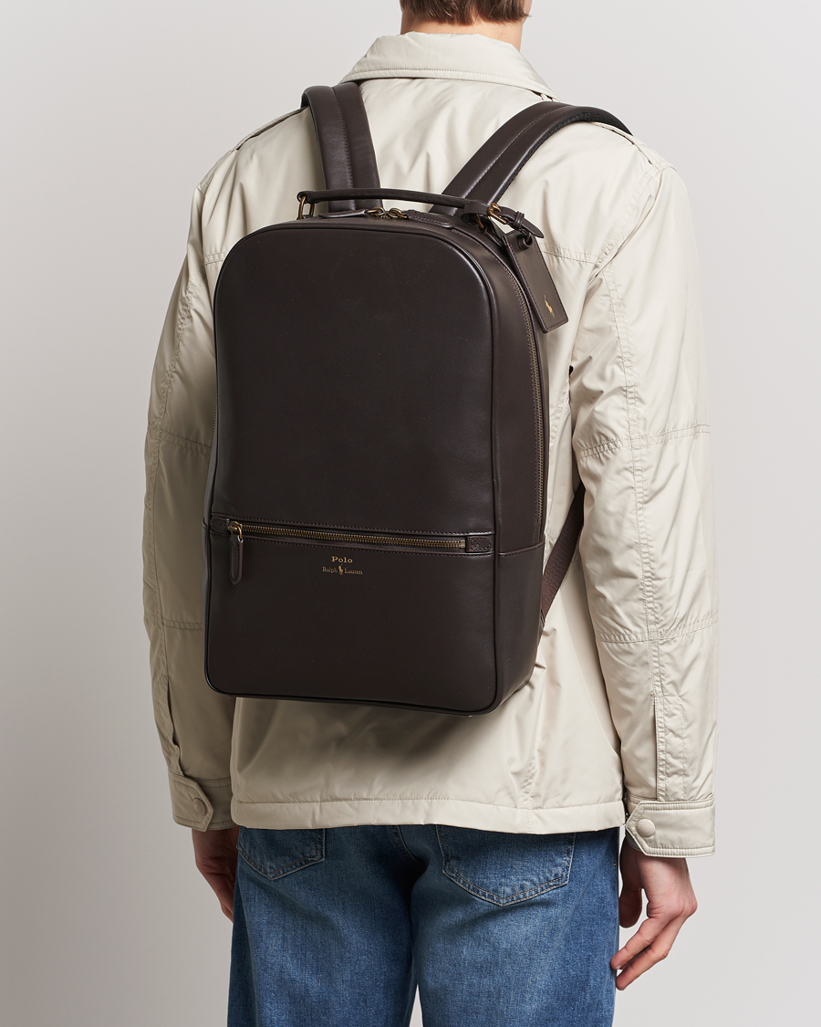 Herren | Polo Ralph Lauren Leather Backpack Dark Brown | Polo Ralph Lauren | Leather Backpack Dark Brown