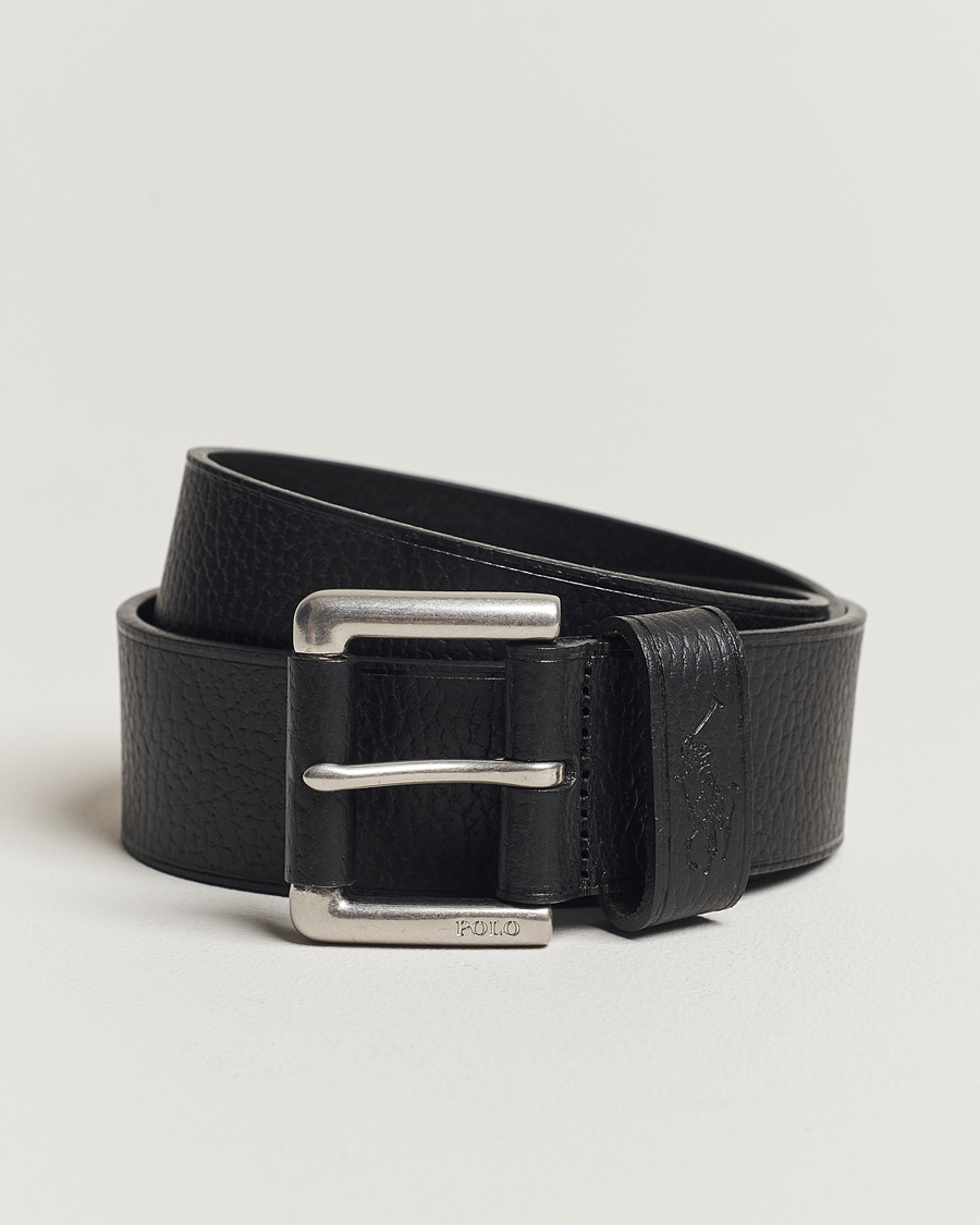 Herren | Polo Ralph Lauren Pebbled Leather Belt Black | Polo Ralph Lauren | Pebbled Leather Belt Black