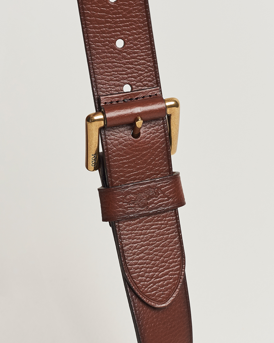Herren | Polo Ralph Lauren Pebbled Leather Belt Brown | Polo Ralph Lauren | Pebbled Leather Belt Brown