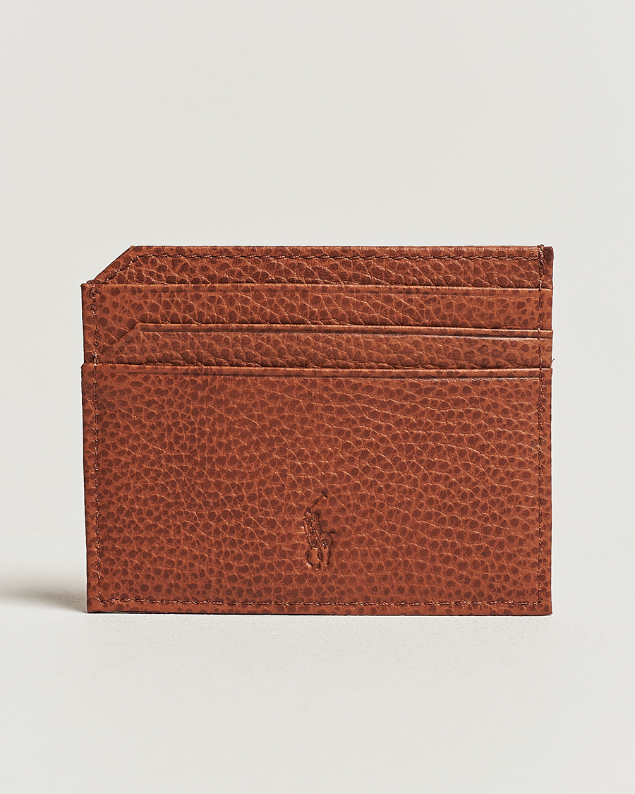 Herren | Polo Ralph Lauren Pebbled Leather Credit Card Holder Saddle Brown | Polo Ralph Lauren | Pebbled Leather Credit Card Holder Saddle Brown