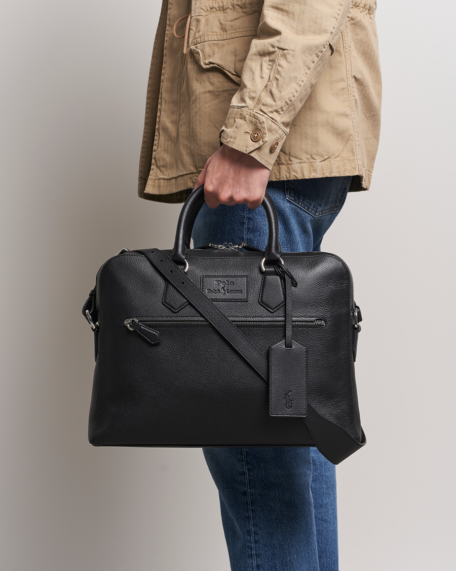 Herren | Polo Ralph Lauren Pebble Leather Briefcase Black | Polo Ralph Lauren | Pebble Leather Briefcase Black