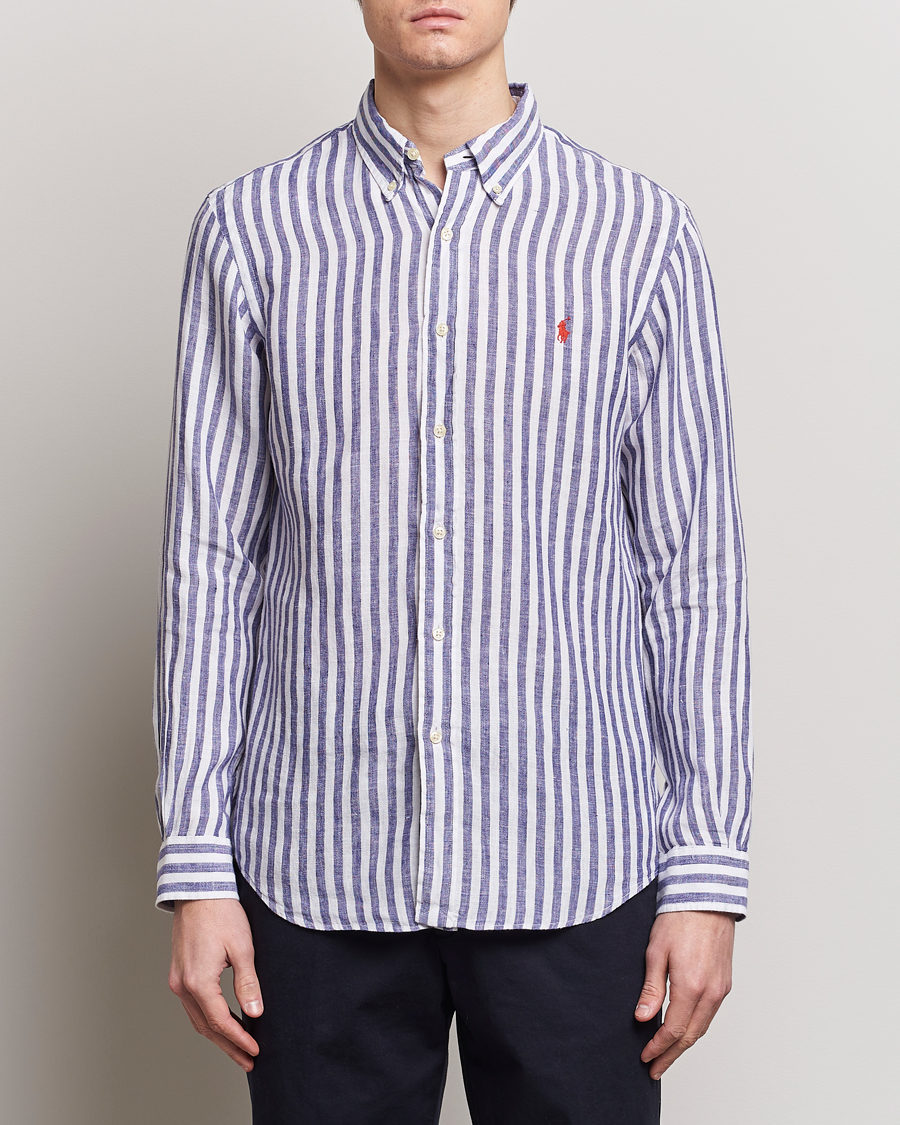 Herr | Polo Ralph Lauren | Polo Ralph Lauren | Custom Fit Striped Linen Shirt Blue/White