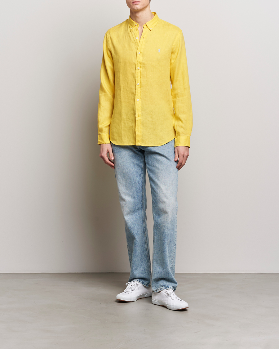 Herren | Hemden | Polo Ralph Lauren | Slim Fit Linen Button Down Shirt Sunfish Yellow