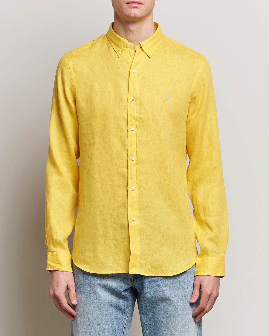 Herren | Hemden | Polo Ralph Lauren | Slim Fit Linen Button Down Shirt Sunfish Yellow