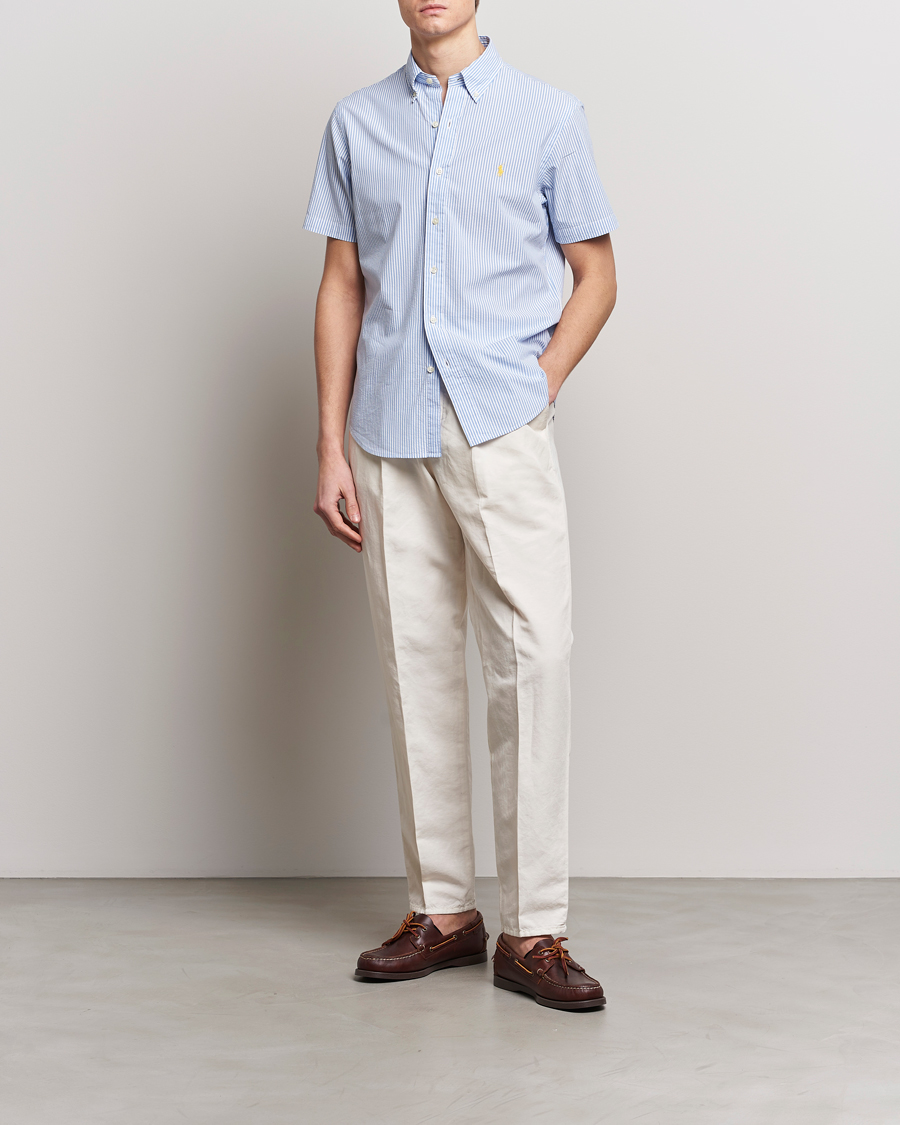 Herren | Hemden | Polo Ralph Lauren | Seersucker Short Sleeve Striped Shirt Blue/White
