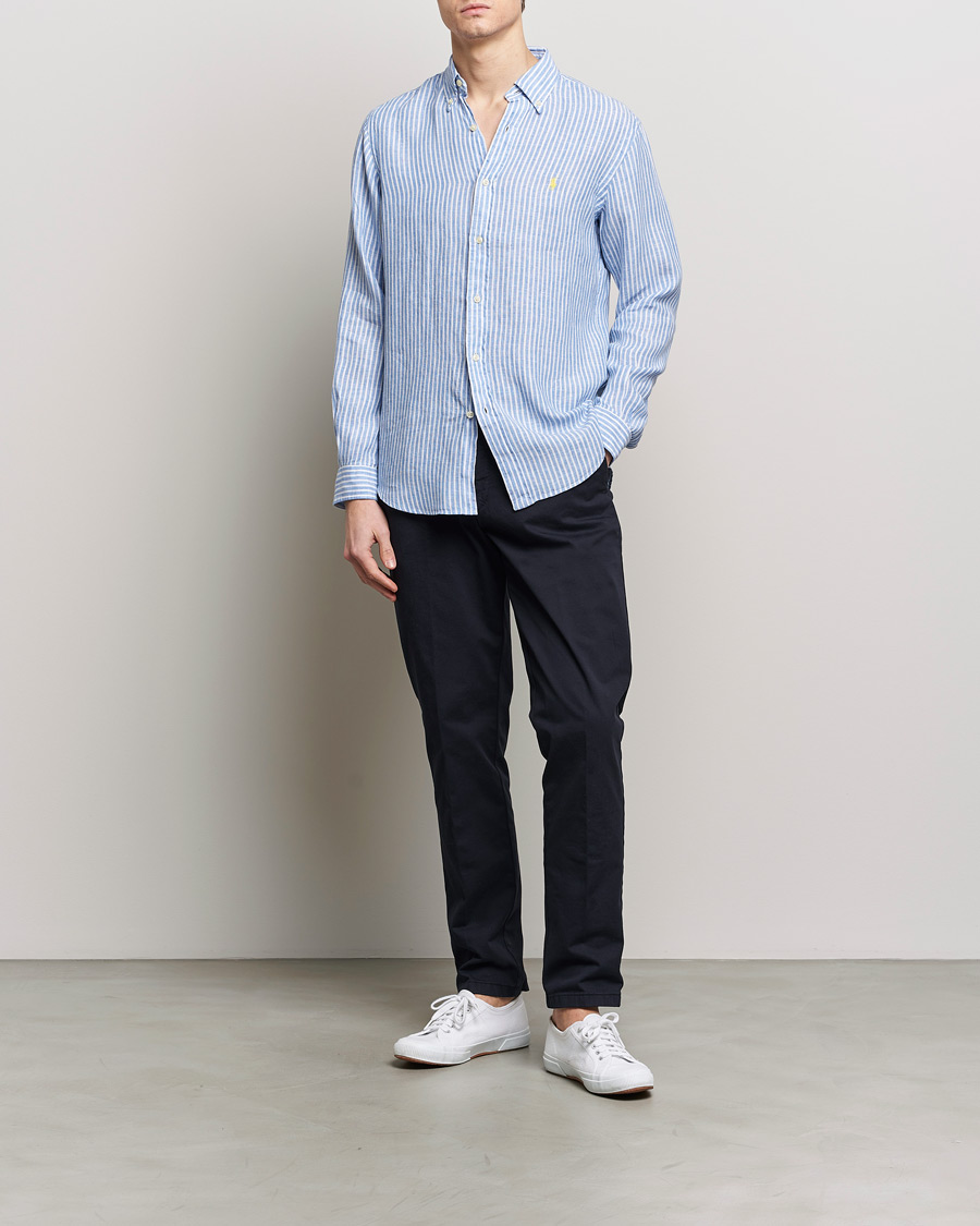 Herren | Hemden | Polo Ralph Lauren | Custom Fit Striped Linen Shirt Blue/White