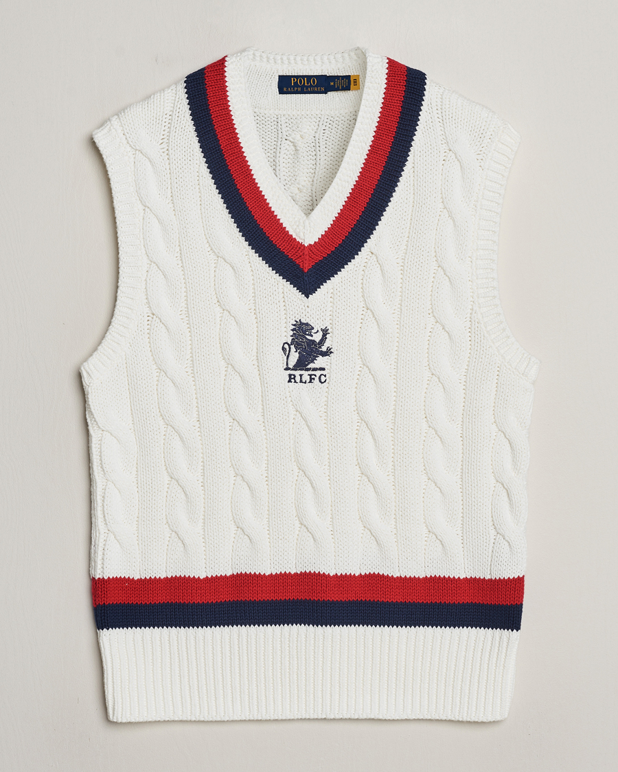 Herren | Pullover | Polo Ralph Lauren | Cotton Knitted Cricket Vest Deckwash White