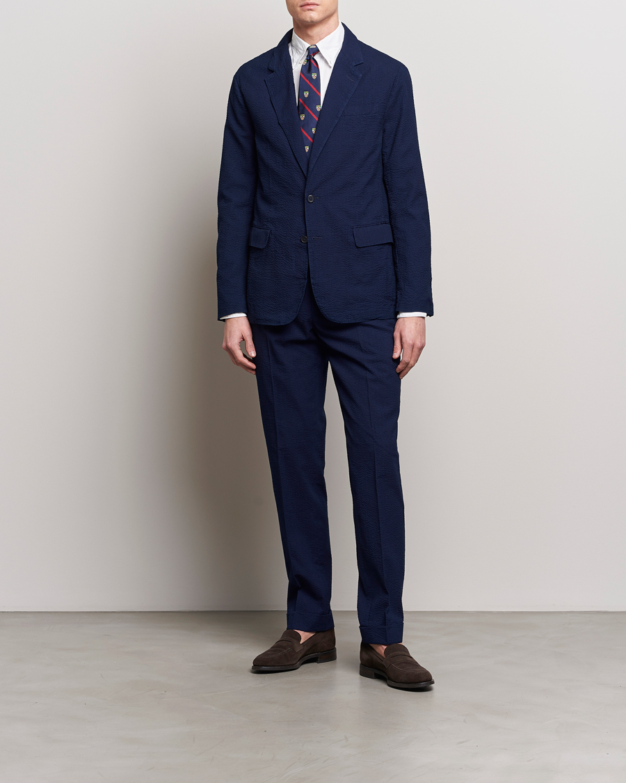 Herren | Hosen | Polo Ralph Lauren | Pleated Seersucker Trousers Indigo