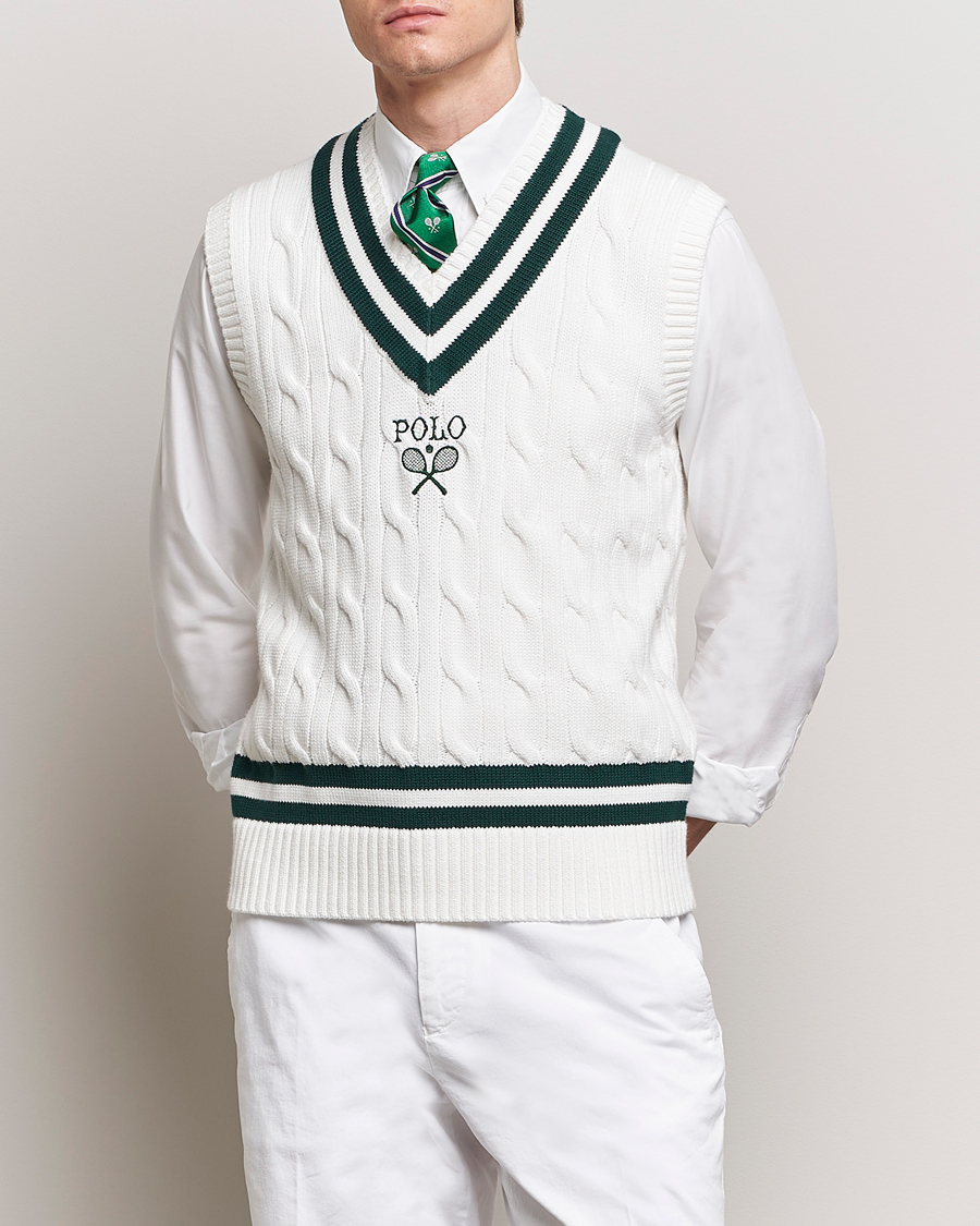 Herren | Pullover | Polo Ralph Lauren | Wimbledon Cricket Vest White/Moss Agate
